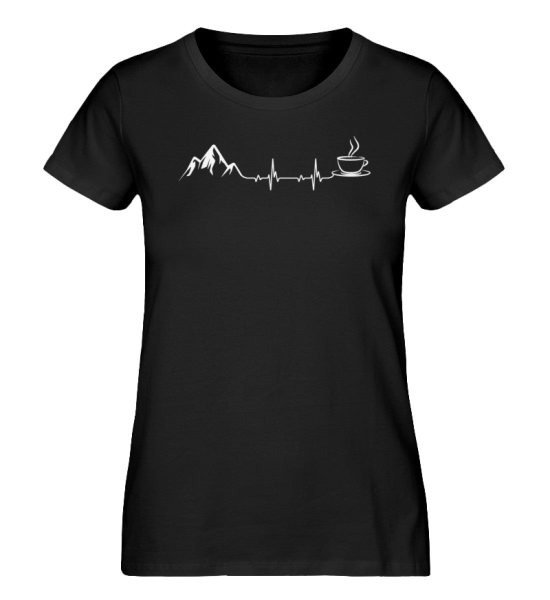 Herzschlag - Berge und Kaffee - Damen Premium Organic T-Shirt berge wandern Schwarz