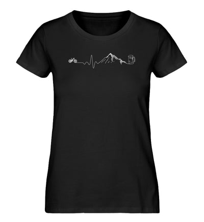 Herzschlag Berge, Bike und Bier - Damen Organic T-Shirt mountainbike Schwarz