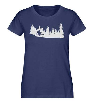 Ski und Landschaft - Damen Organic T-Shirt ski Navyblau