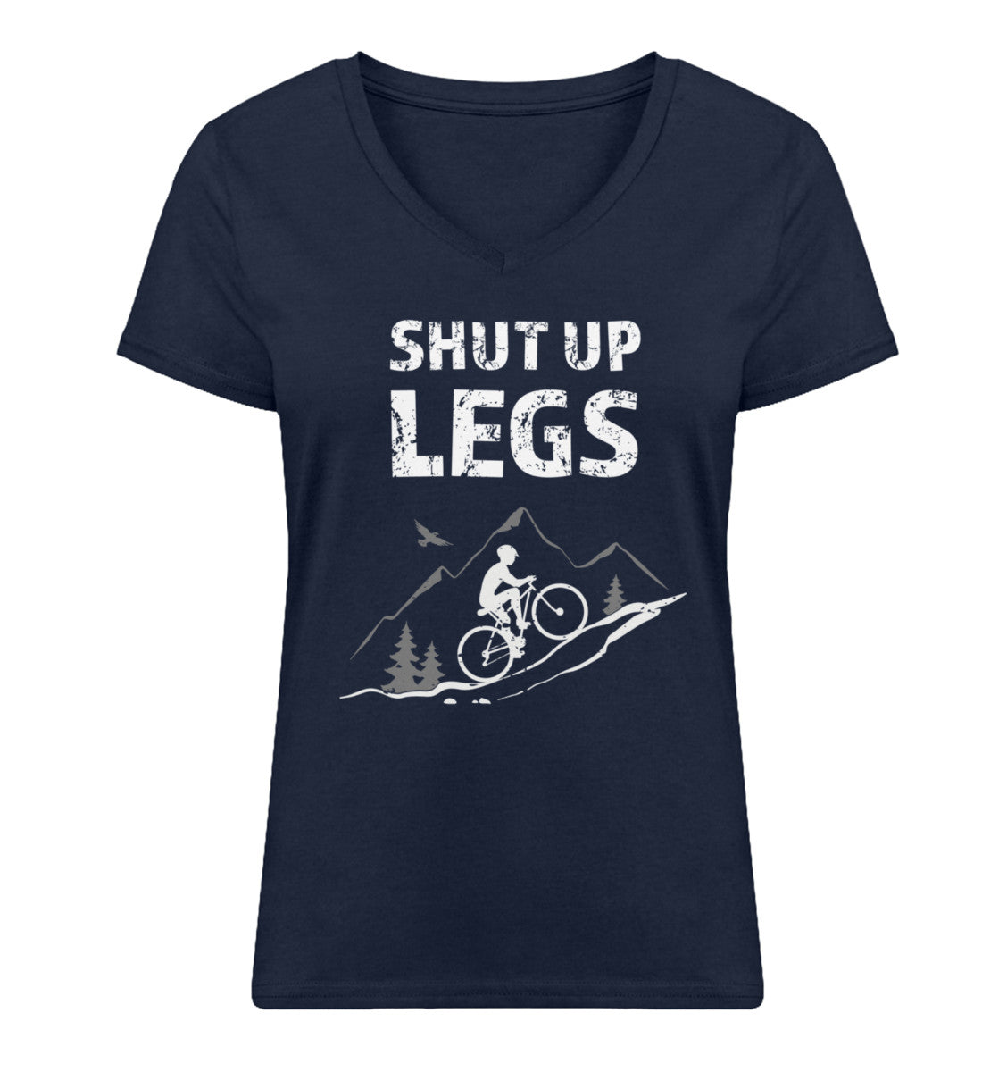 Shut up Legs - Damen Organic V-Neck Shirt mountainbike Navyblau