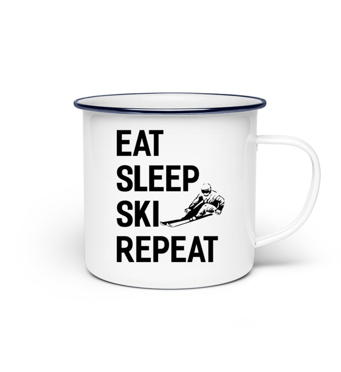 Eat Sleep Ski Repeat - Emaille Tasse ski