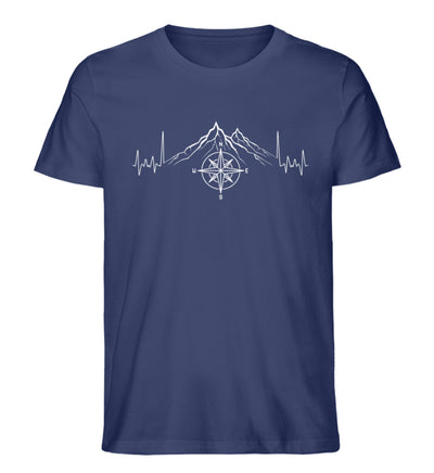 Herzschlag Berge und Kompass - Herren Organic T-Shirt' berge camping wandern Navyblau