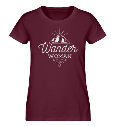 Wander Woman - Damen Premium Organic T-Shirt Weinrot