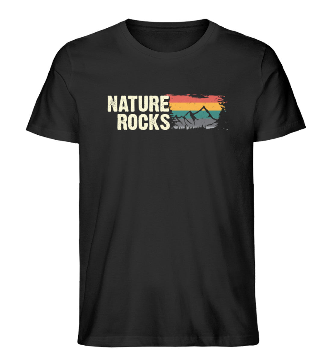 Nature Rocks - Herren Premium Organic T-Shirt berge camping wandern Schwarz
