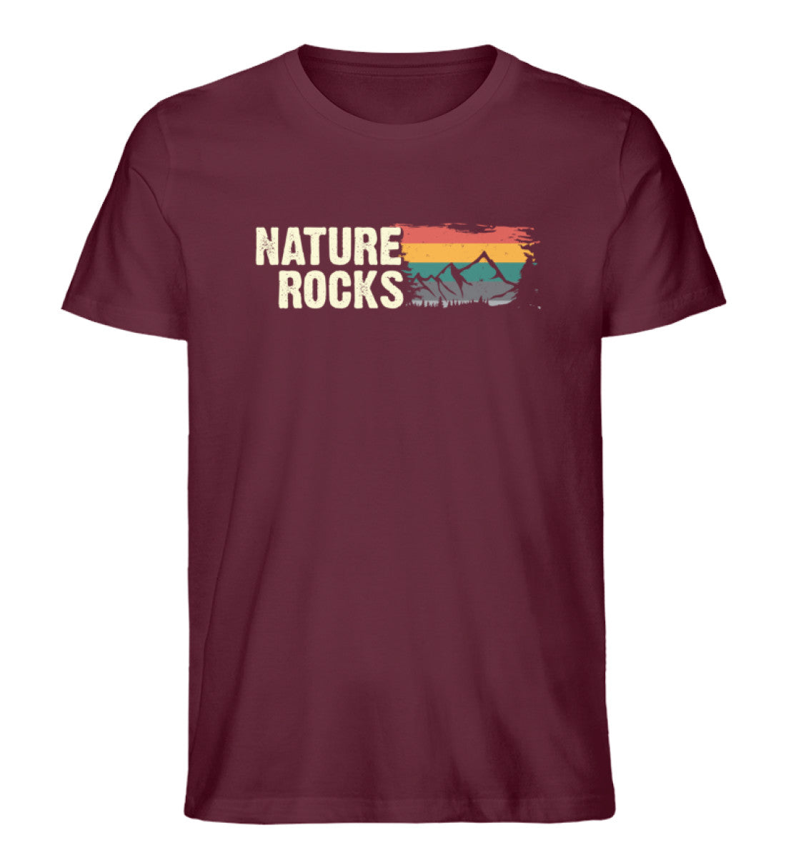 Nature Rocks - Herren Premium Organic T-Shirt berge camping wandern Weinrot