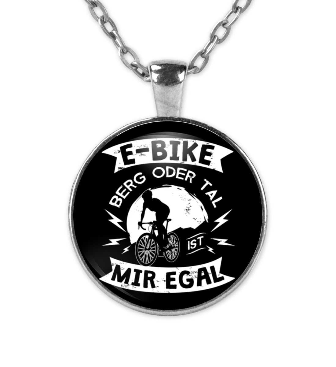E-Bike - Berg oder Tal, mir egal - Halskette mit Anhänger e-bike Silber