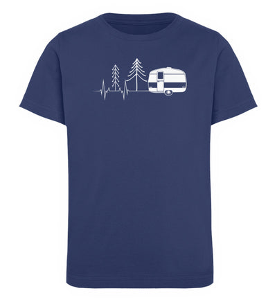 Herzschlag Wohnwagen - Kinder Premium Organic T-Shirt camping Navyblau
