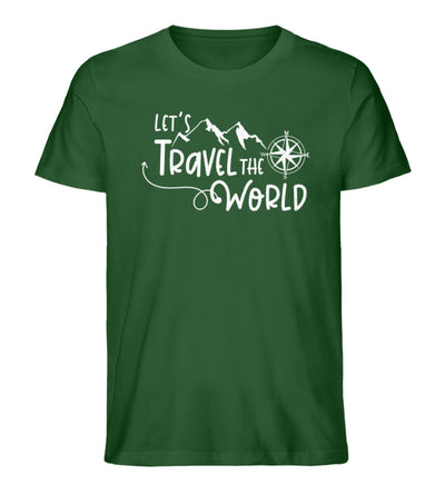 Lets travel the world - Herren Organic T-Shirt camping wandern Dunkelgrün