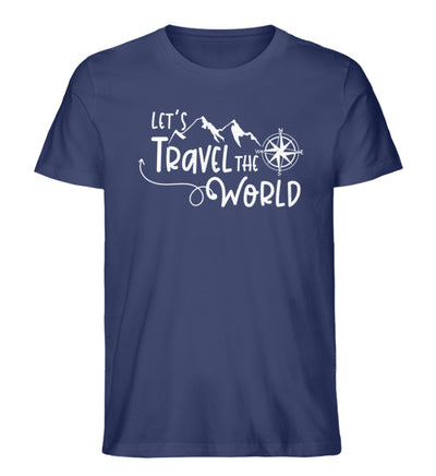 Lets travel the world - Herren Organic T-Shirt camping wandern Navyblau