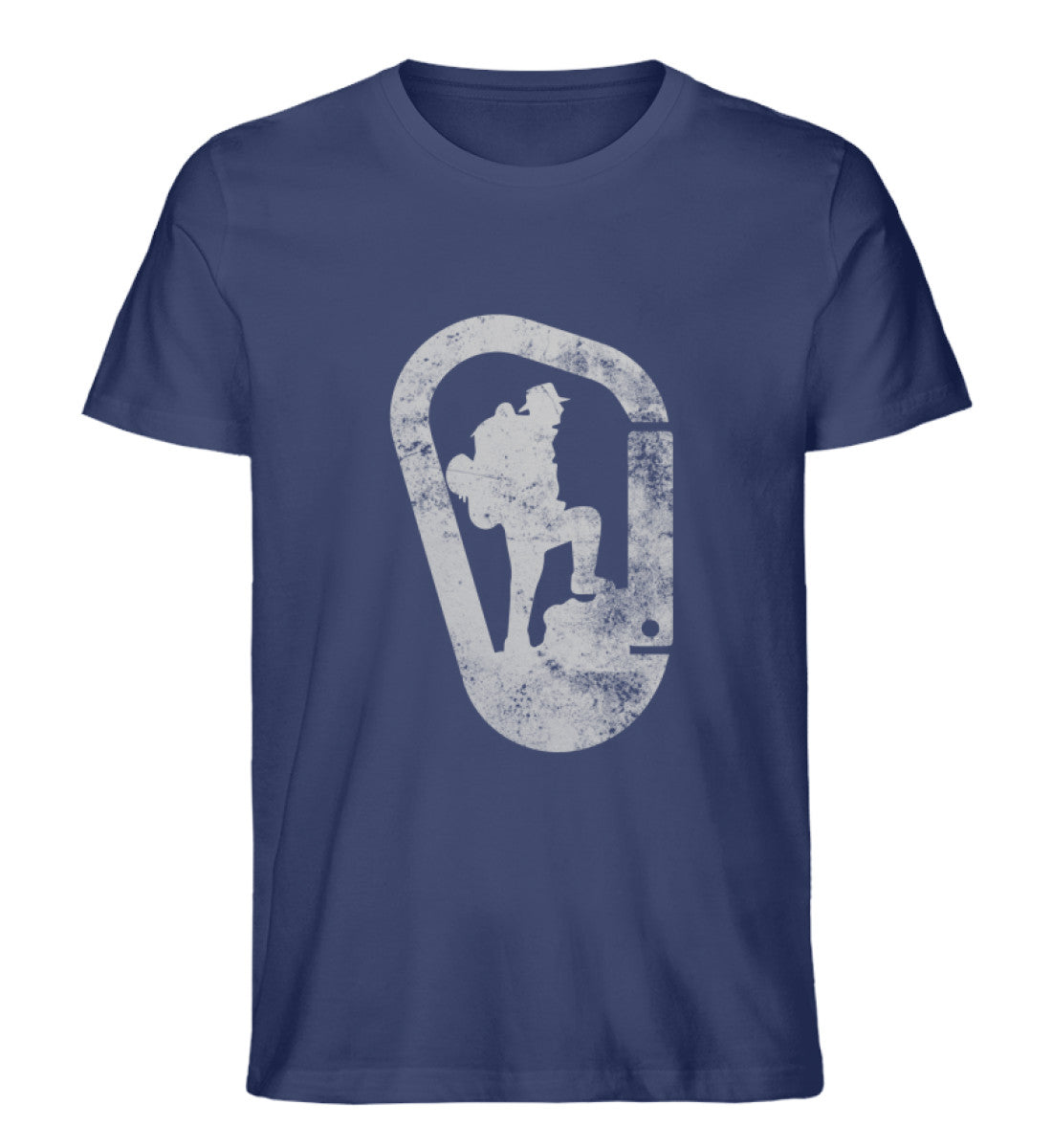 Wandern und Karabiner - Herren Organic T-Shirt klettern Navyblau