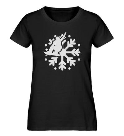 Snowboard und Schneeflocke - Damen Organic T-Shirt snowboarden Schwarz