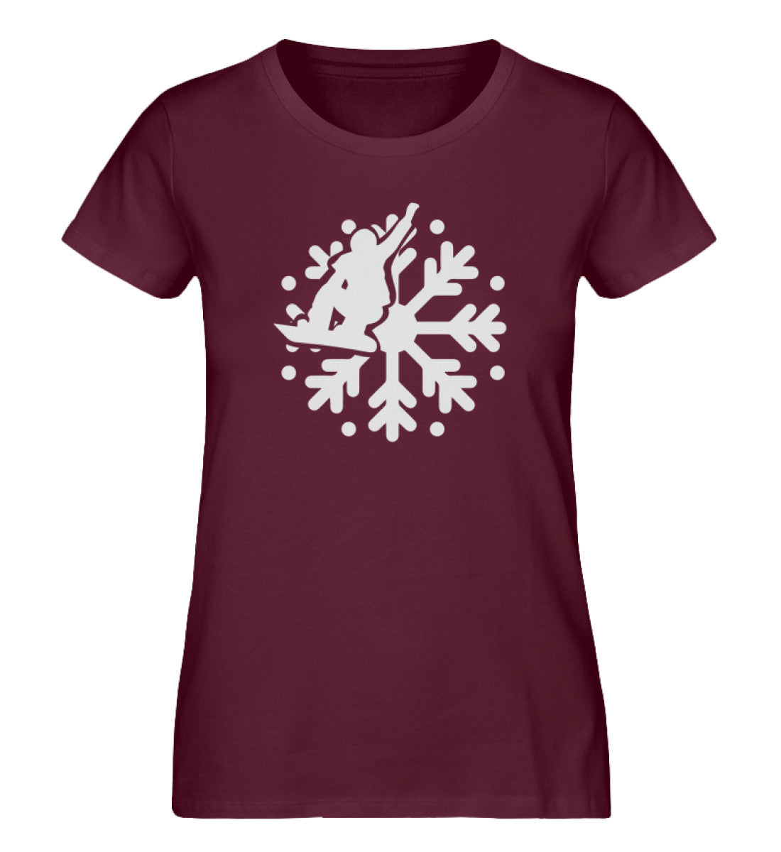 Snowboard und Schneeflocke - Damen Organic T-Shirt snowboarden Weinrot