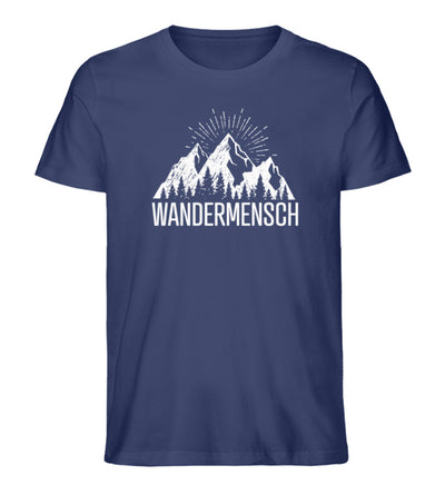 Der Wandermensch - Herren Organic T-Shirt berge wandern Navyblau