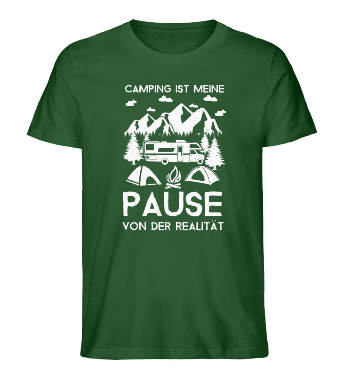 Camping - Pause von der Realität - Herren Organic T-Shirt camping Dunkelgrün
