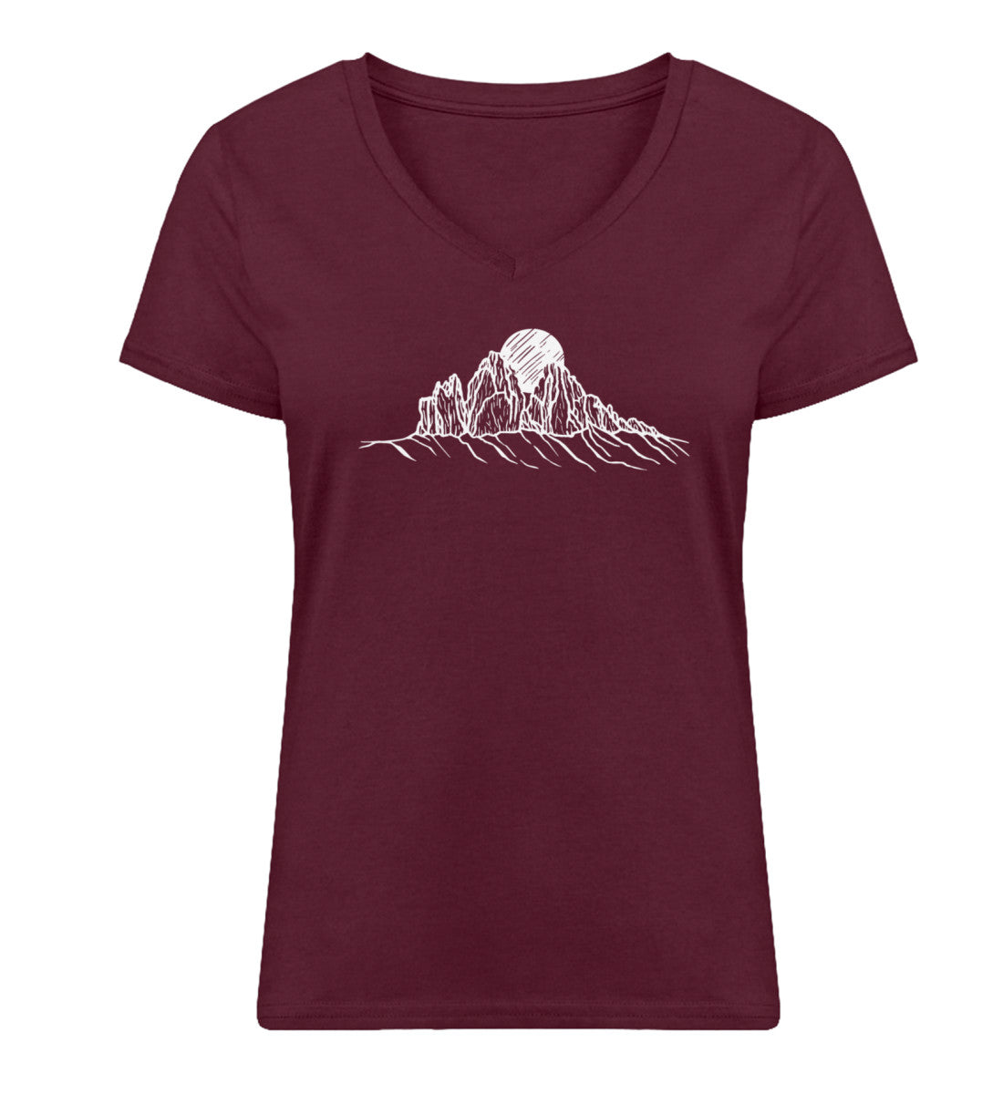 Drei Zinnen - Damen Organic V-Neck Shirt berge wandern Weinrot