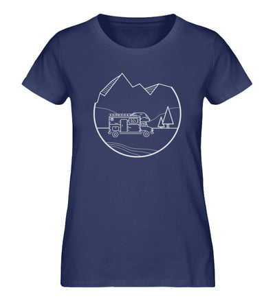 Wohnmobil Minimal - Damen Organic T-Shirt camping Navyblau